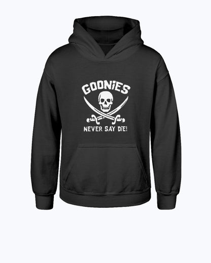 Goonies Never Say Die - Youth Hoodie Black/White