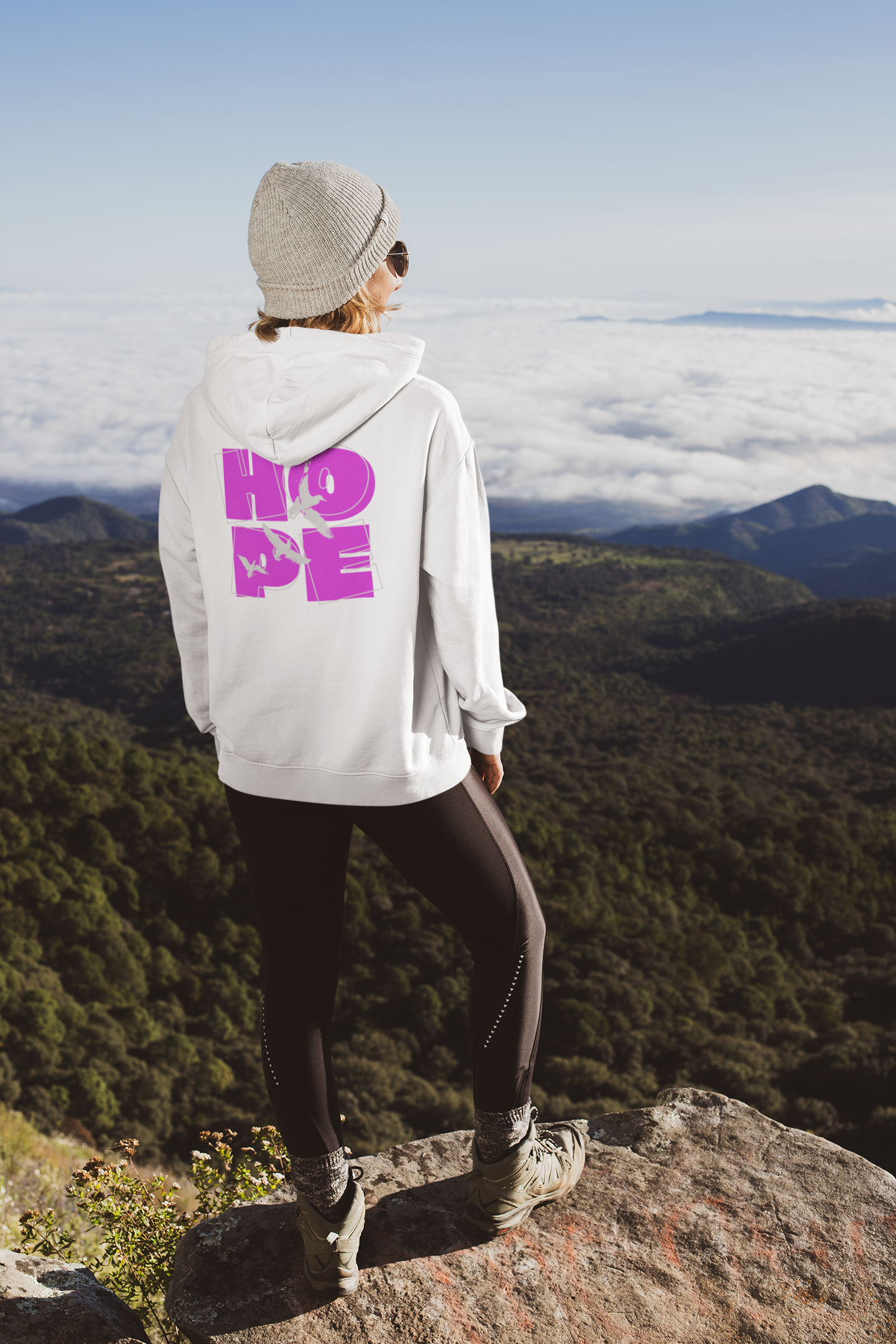 HOPE Doves PINK - Men's Hoodie